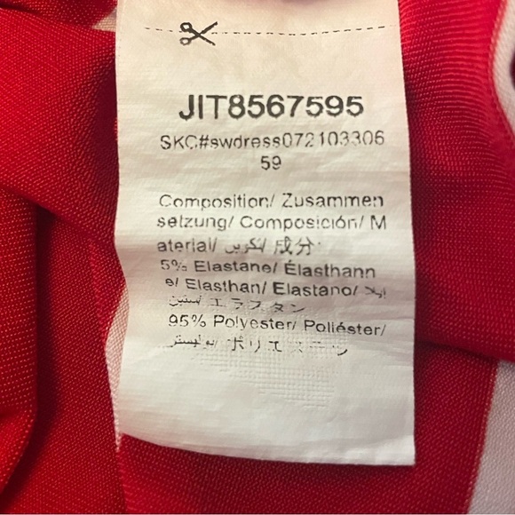 Red/White MIDI T-Shirt Dress Slits Stretch Size M work, travel - Picture 6 of 9